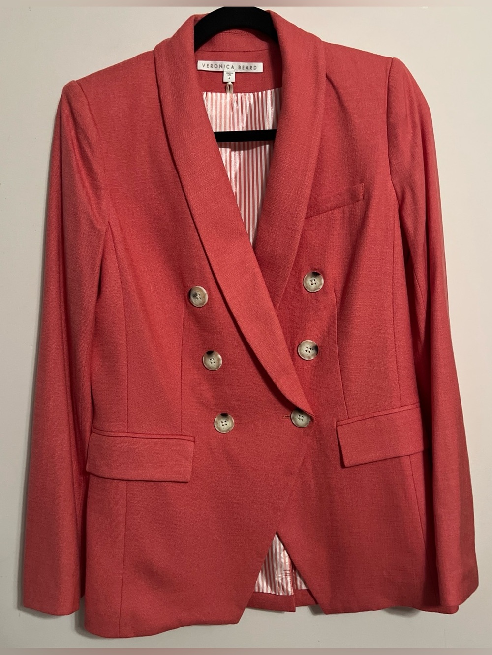Veronica Beard Coral Dickey Double-Breasted Blazer